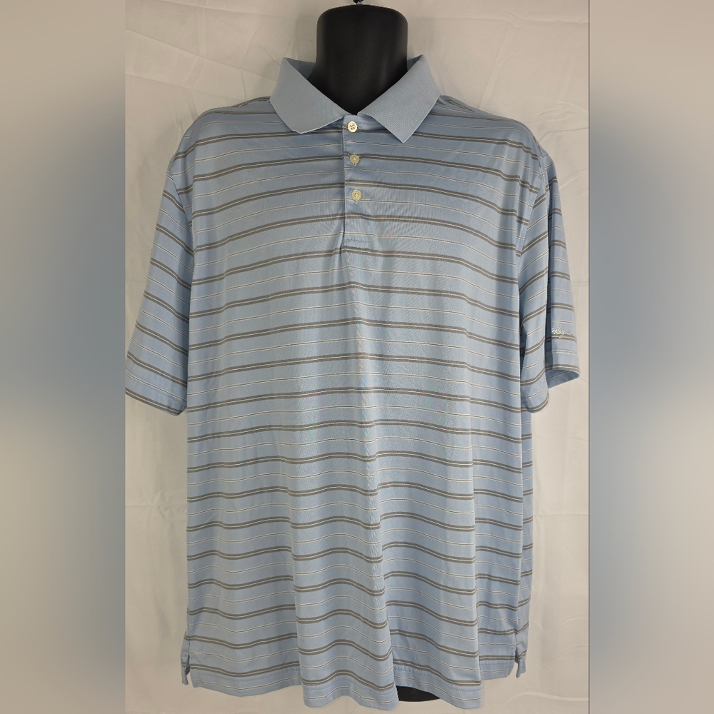 Walter Hagen Men's Blue Striped Polo Golf Shirt Short Sleeve Size XXL CK-3253